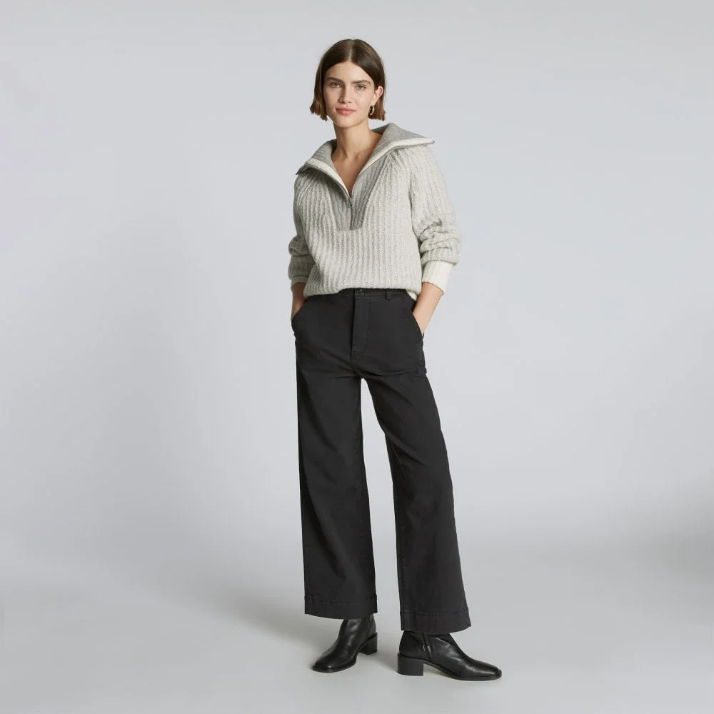 The Luxe Teddy Oversized Half Zip Sweater | Canvas Tan / Heather Grey (2)