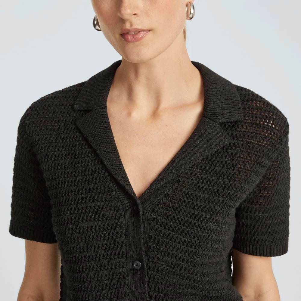 The Crochet Knit Polo | Black (2)