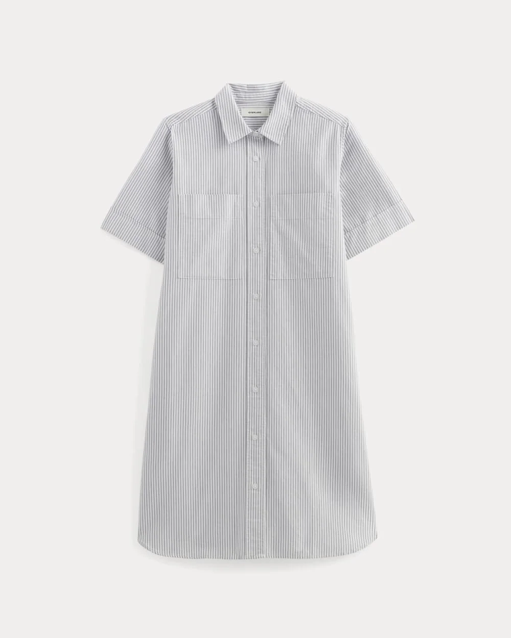 The Oxford Short-Sleeve Shirt Dress | Charcoal / White (2)