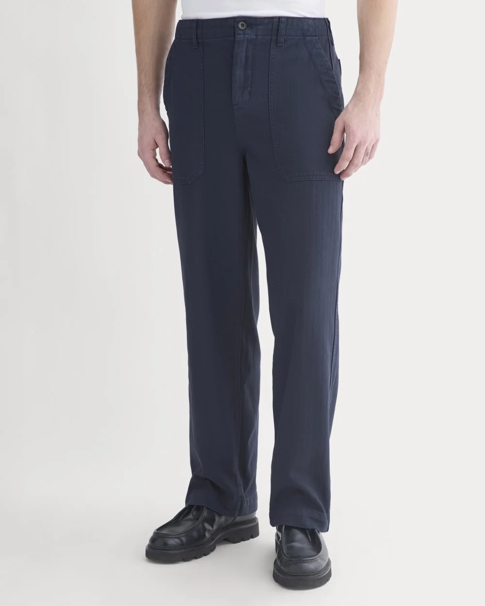 Relaxed Herringbone Fatigue Pants | Deep Navy (2)