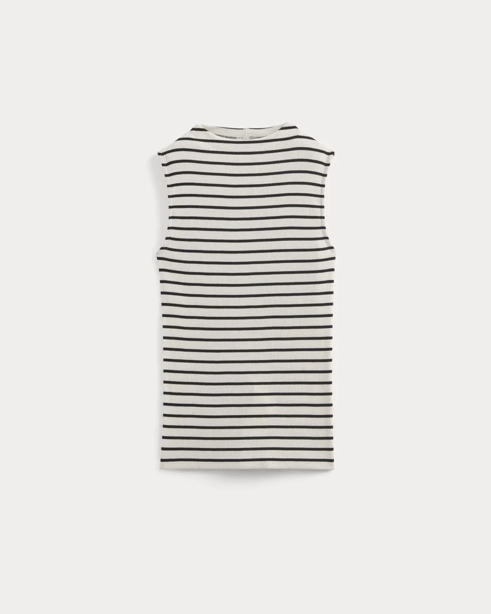 The Luxe Rib Funnel-Neck Tank | Bone / Black (2)