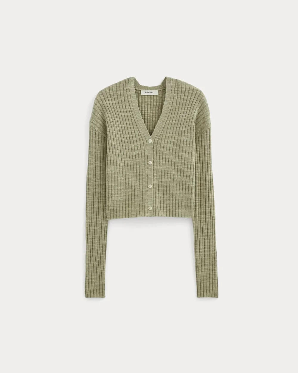 The Ribbed Cardigan in Cotton Linen | Eucalyptus (2)