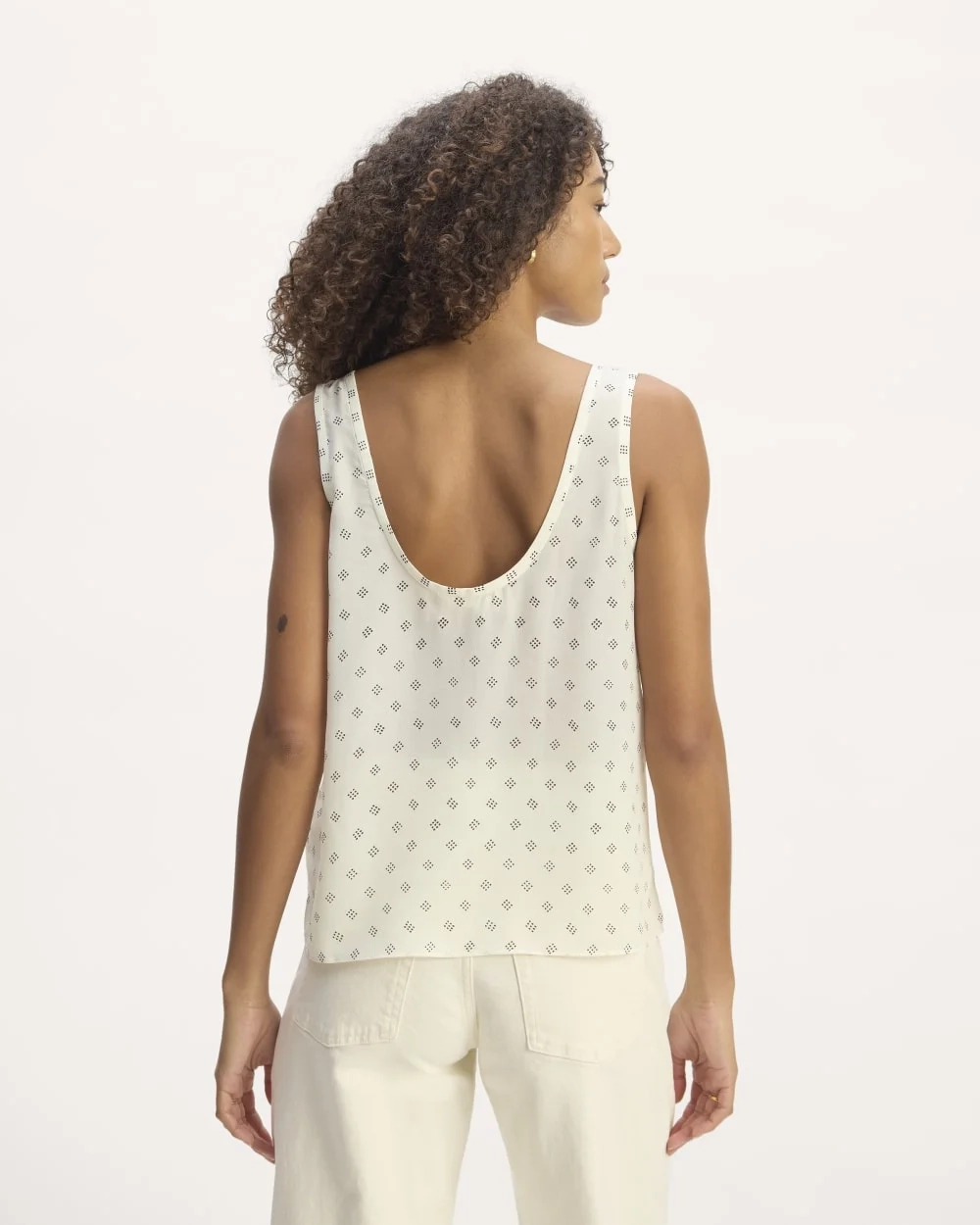 The Scoop Tank in Washable Silk | Bone / Black Square Dot (2)