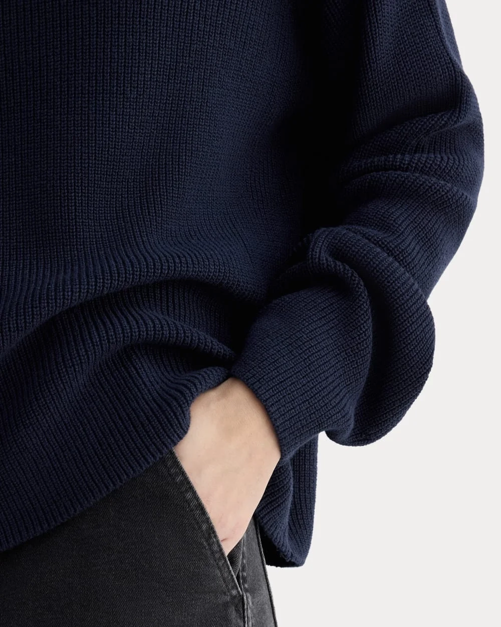 The Slouchy Funnel Neck in Everyday Cotton | Navy (2)