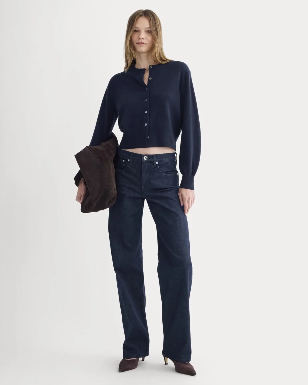 Cashmere Cropped Cardigan | Navy (2)