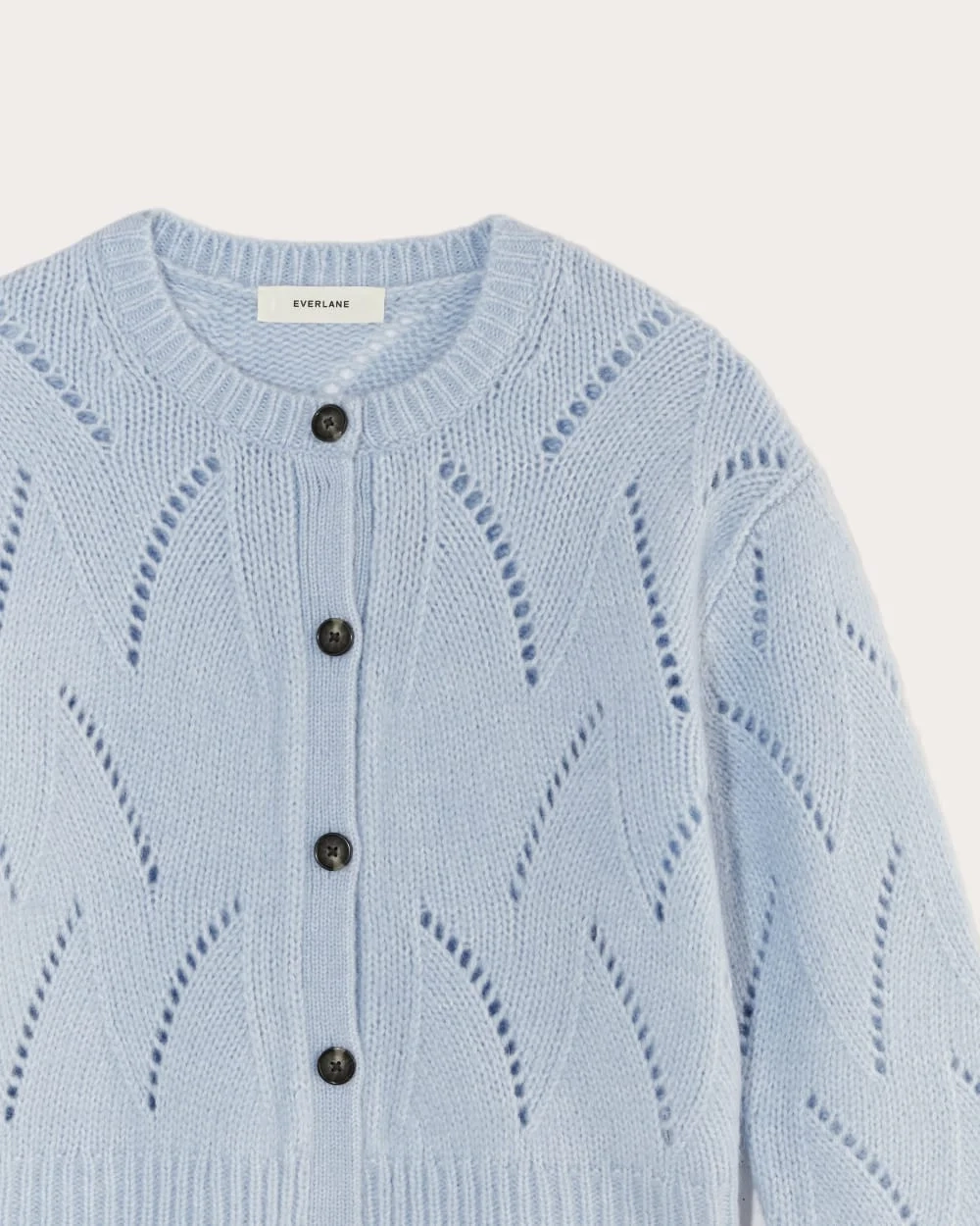 The Pointelle Cardigan in Cloud | Chambray Blue (2)
