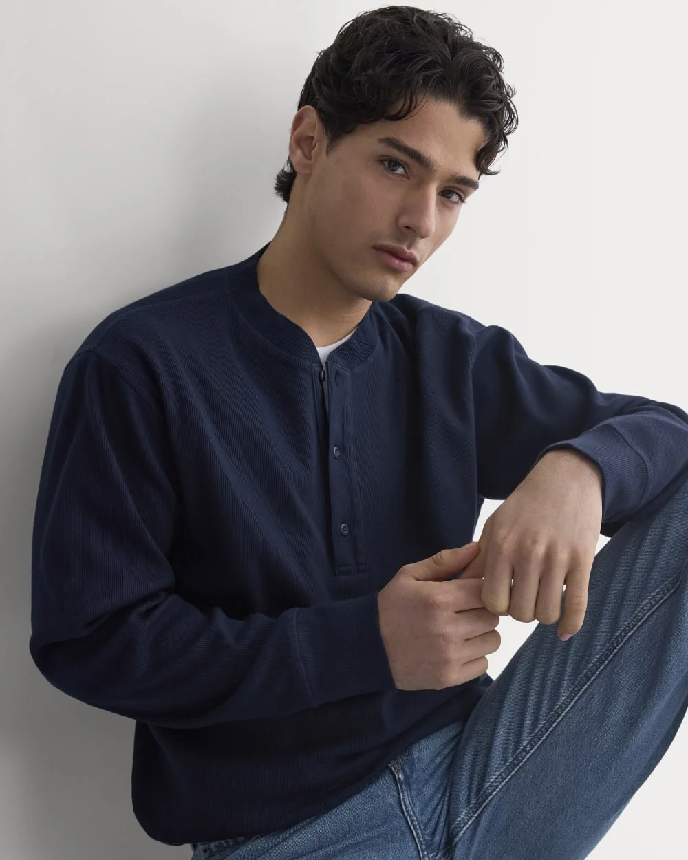 Vintage Rib Henley | Navy (2)