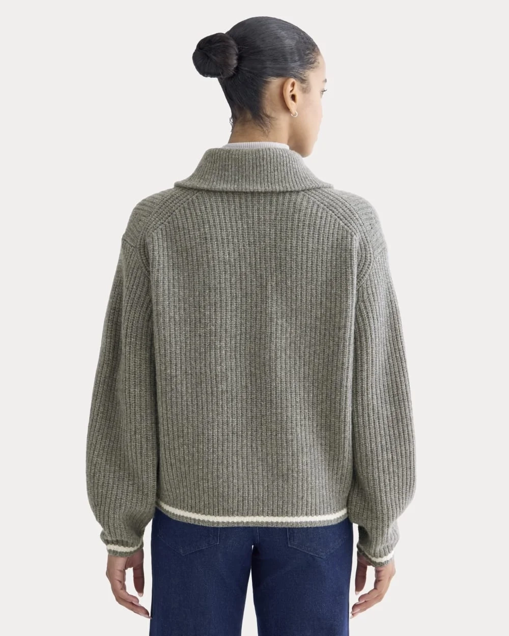 The Half-Zip Sweater in Luxe Merino |  Heathered Grey (2)