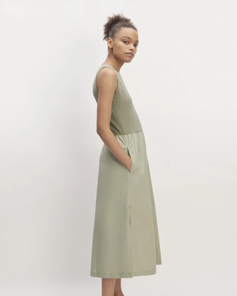 The Supima® High-Neck Riviera Dress | Sage Green (2)