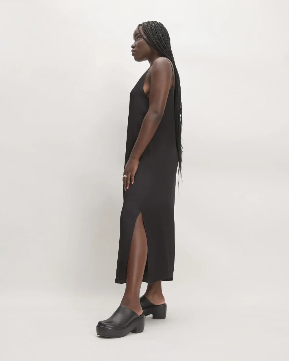 The Hammered Satin Slip Dress | Black (2)