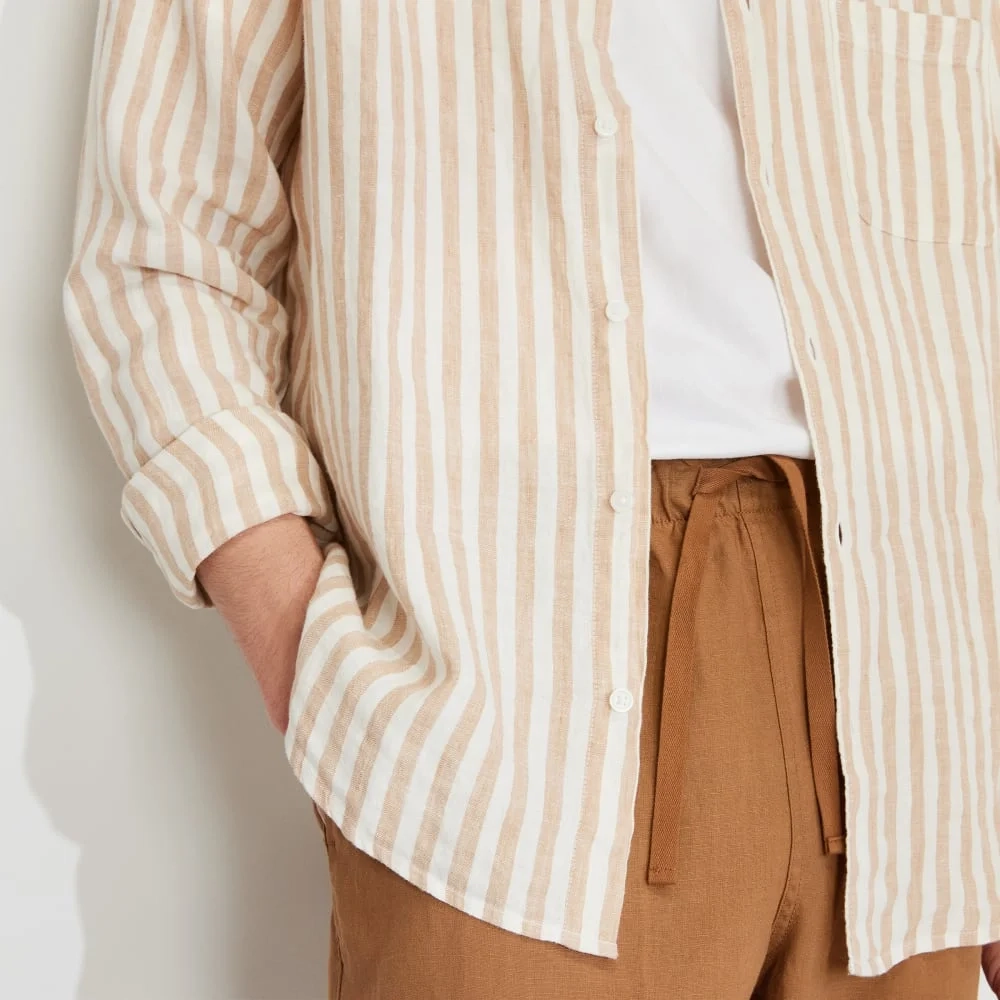 The Classic Shirt in Linen | Bone / Caramel (2)