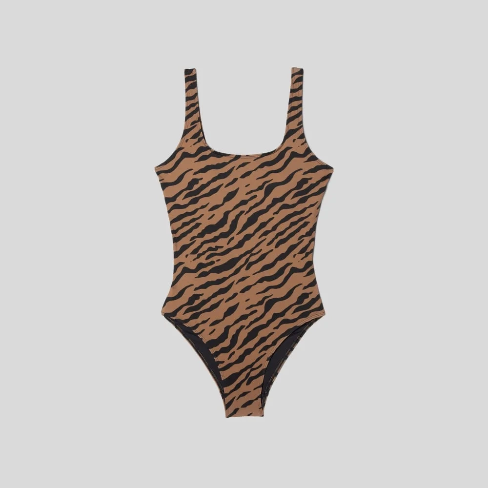 The Square-Neck One-Piece | Tiger Stripe Toasted Coconut (2)