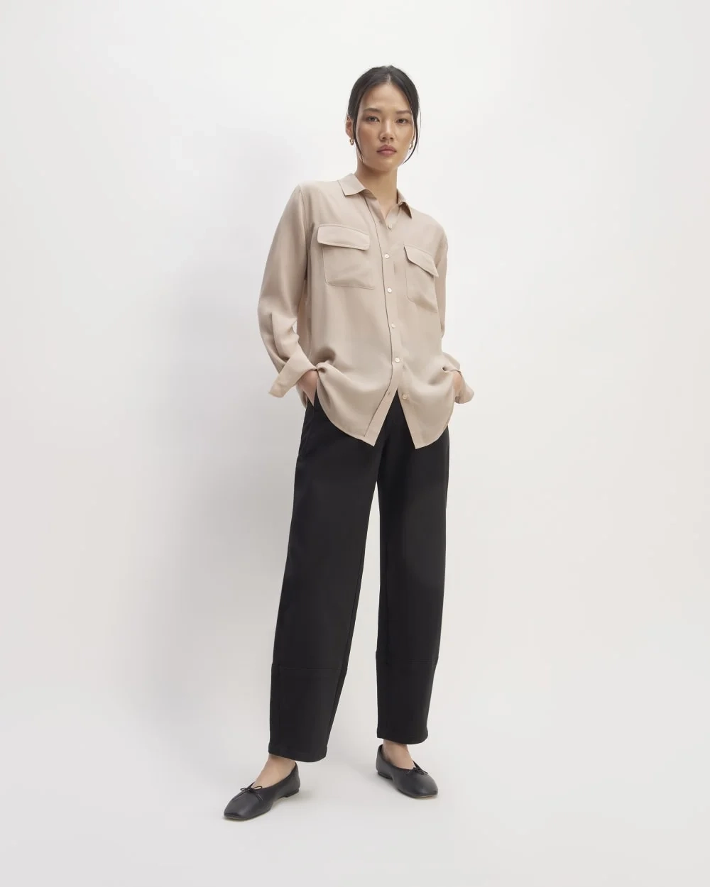 The Utility Shirt in Washable Silk | Burnt Sugar (2)