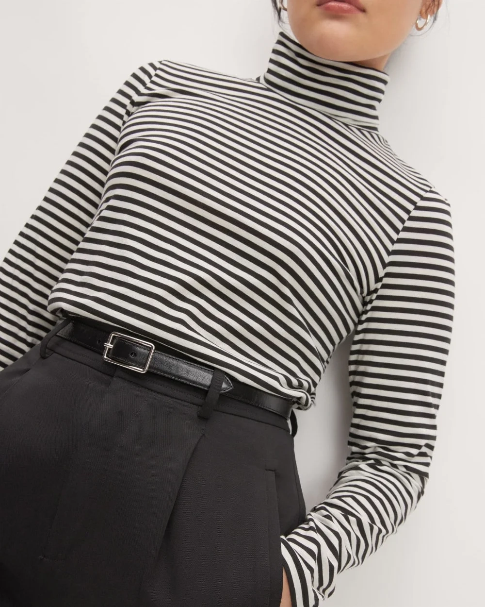 The Organic Cotton Turtleneck | Black / Bone (2)