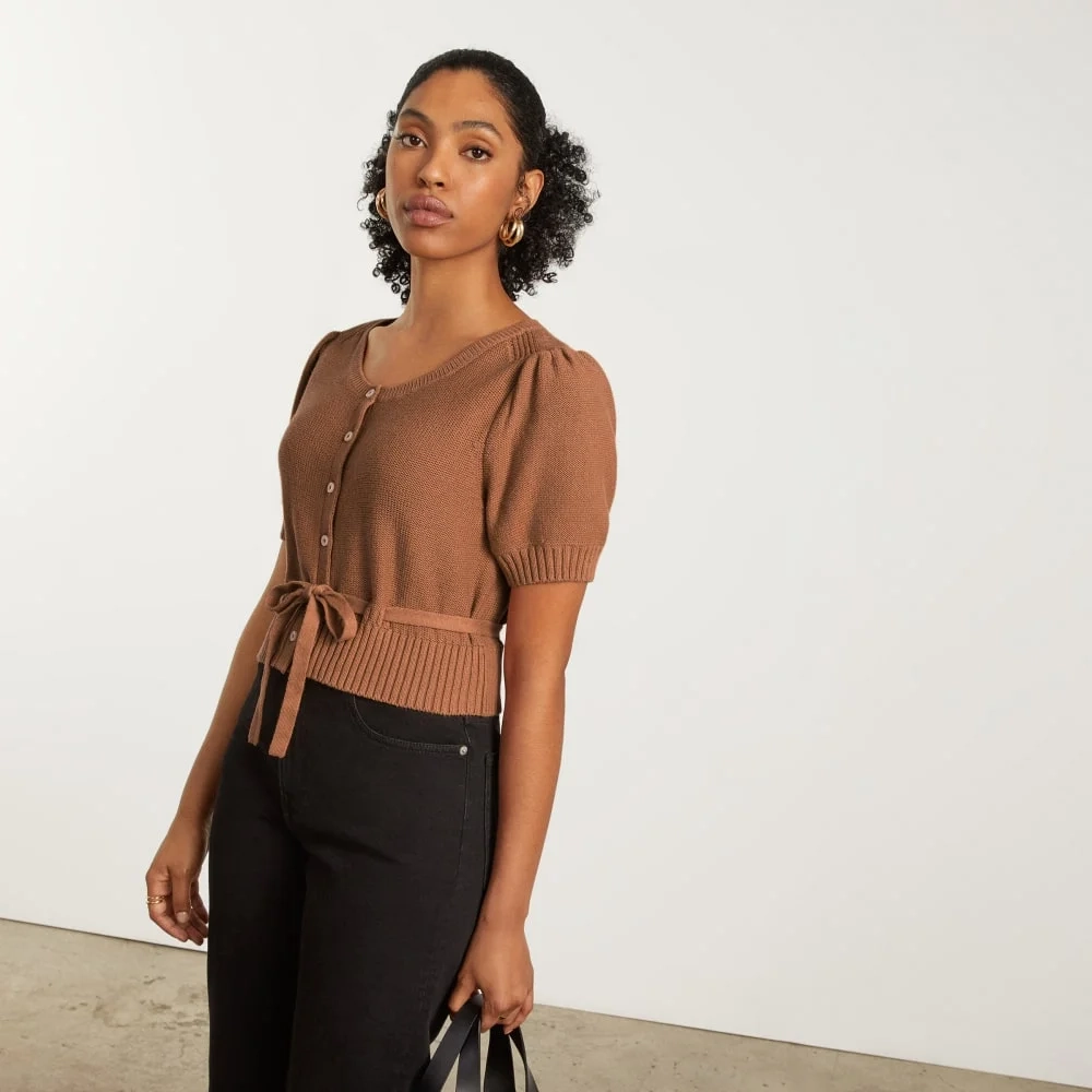 The Puff Sleeve Sweater Top | Tawny Brown (2)