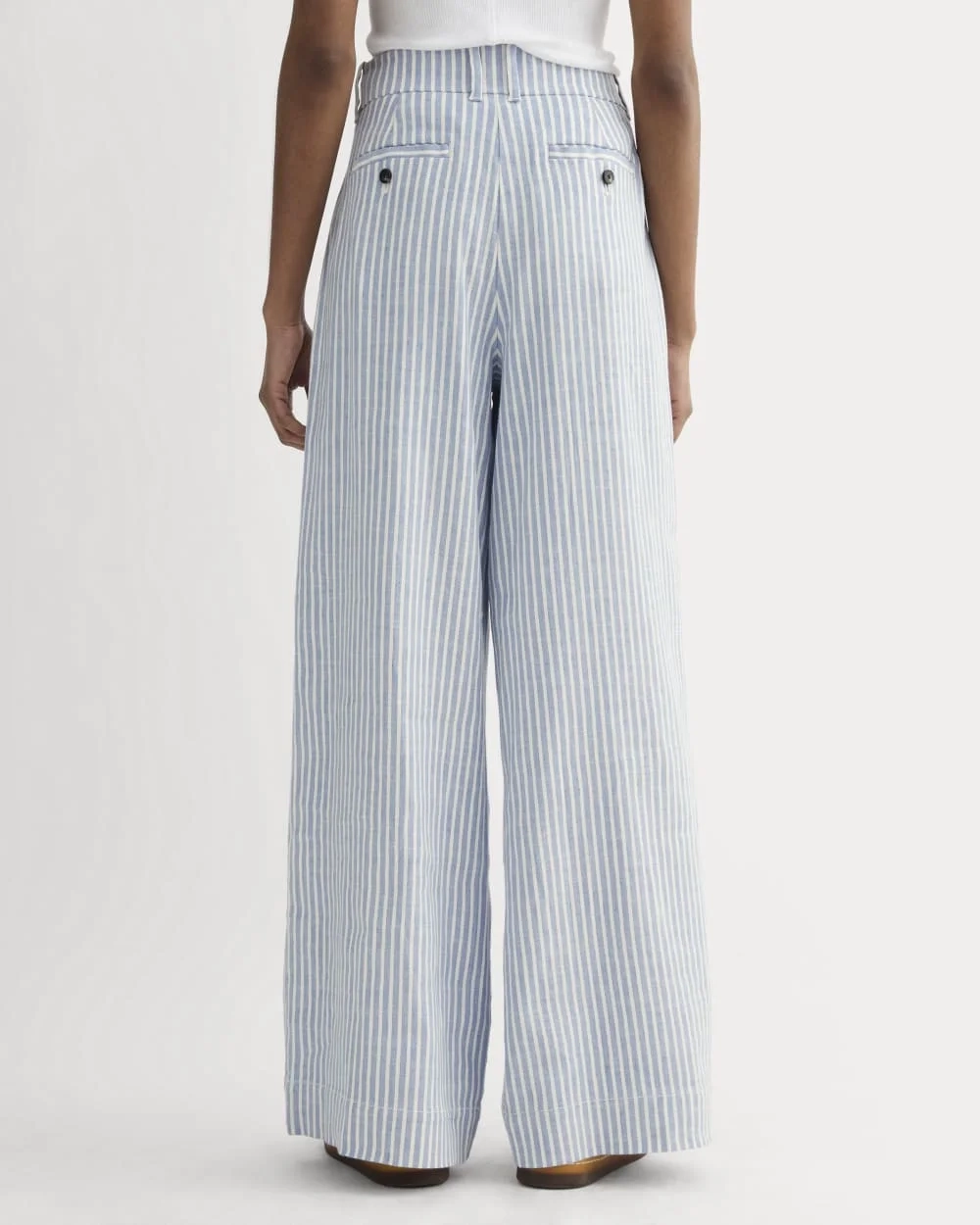 The Wide-Leg Pant in Stretch Linen | Bluebell / Bone (2)