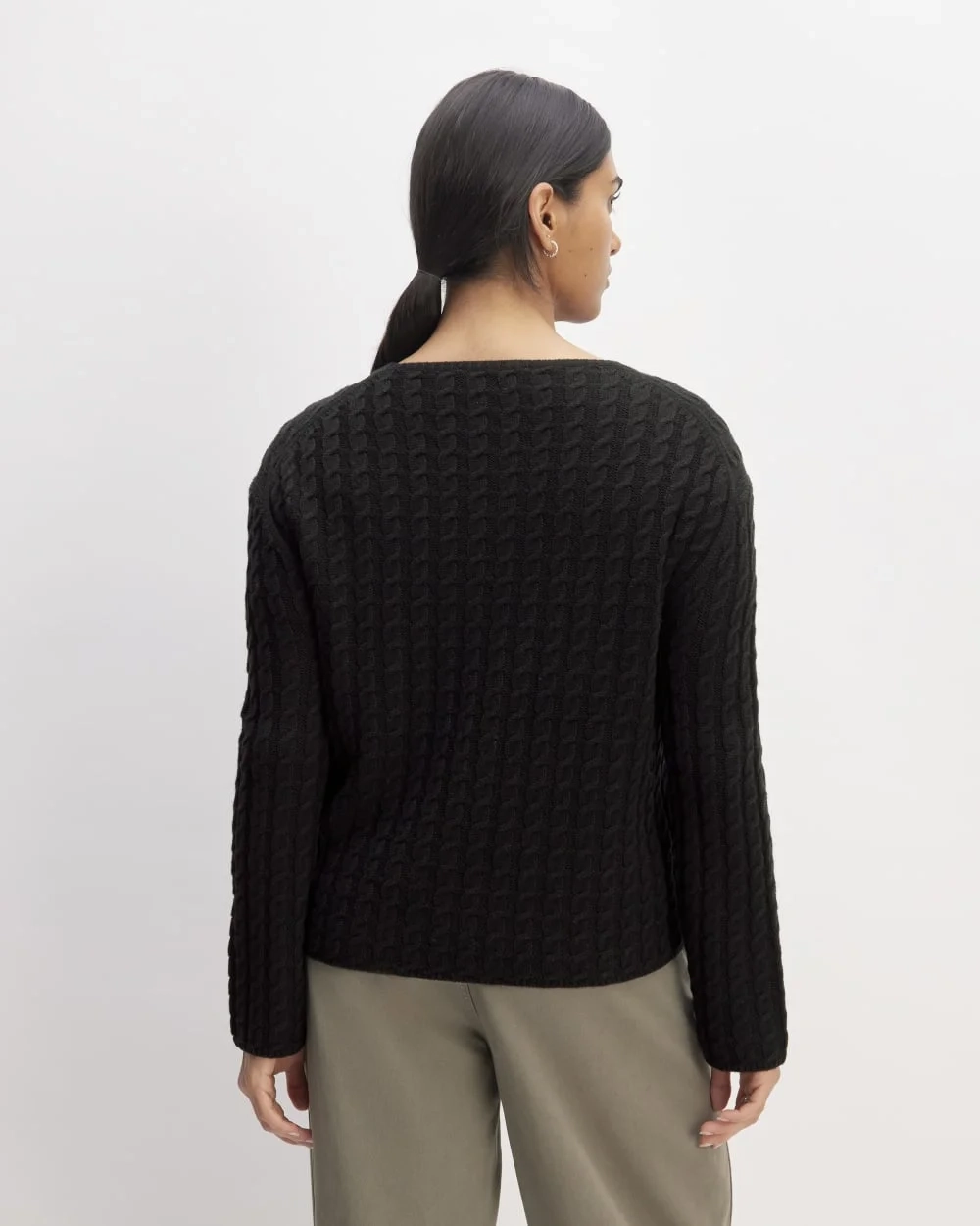 The Cotton Merino Cable Crew | Black (2)