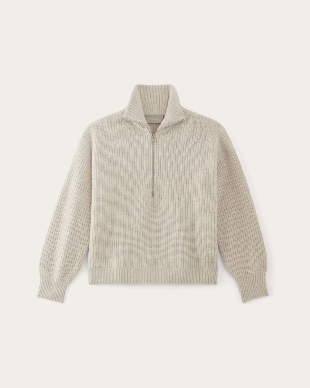 The Half-Zip Sweater in Luxe Merino | Heathered Oat (2)
