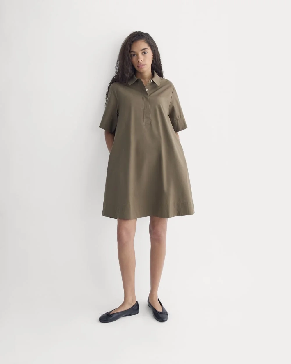 Popover Mini Shirtrdress in Ultrasoft Cotton | Beech (2)