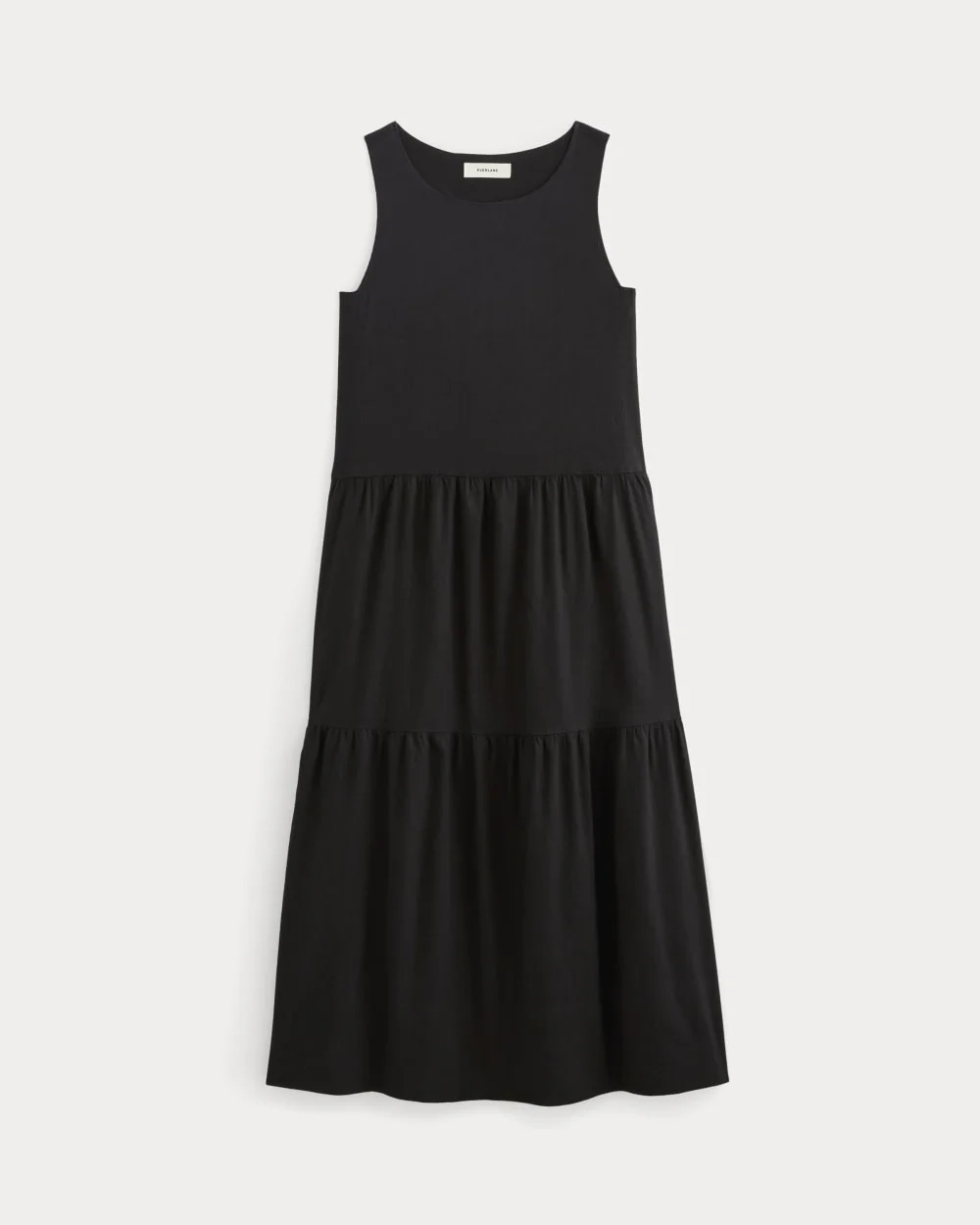The Tiered Dress in Stretch Linen | Black (2)