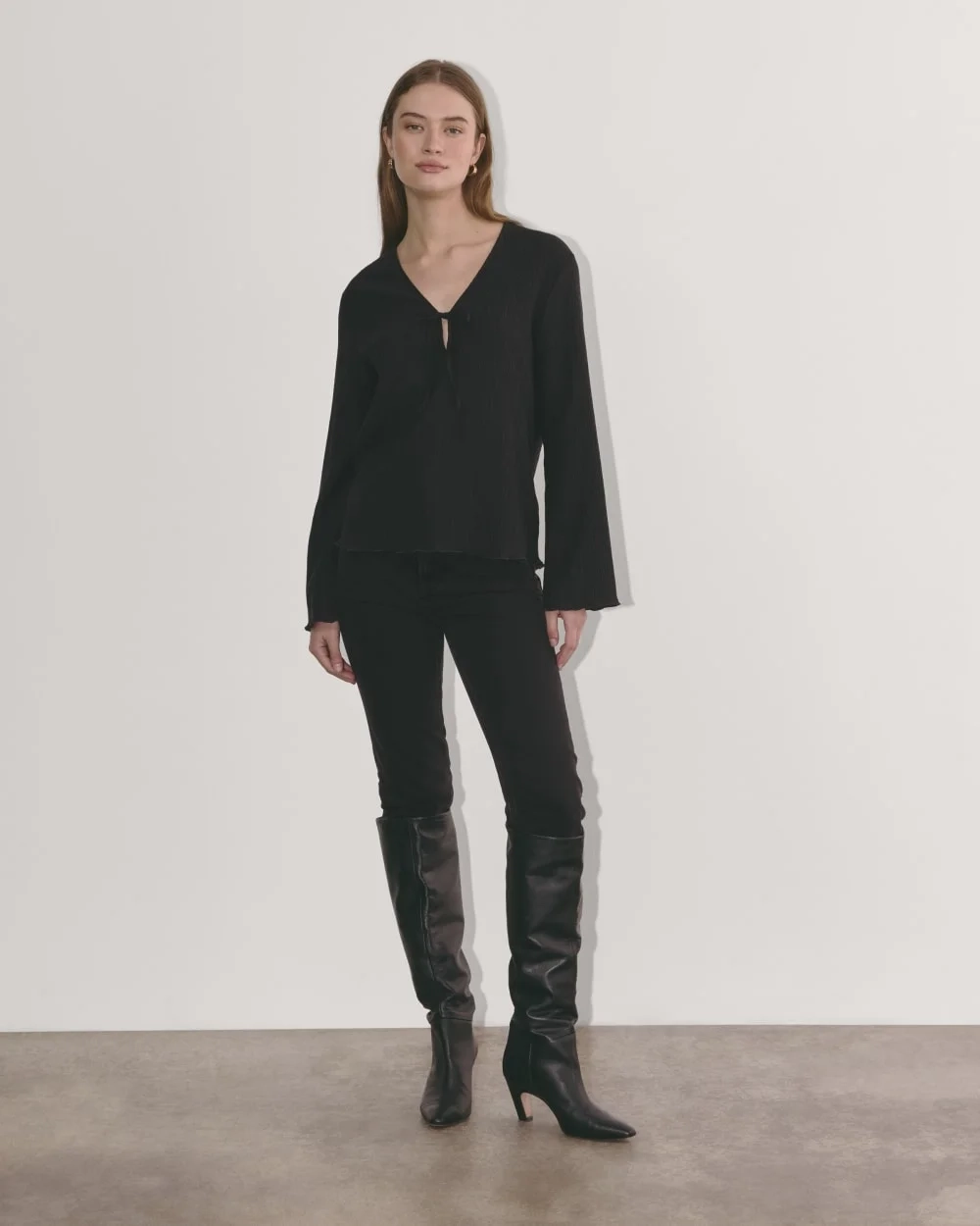 The Crinkle Long-Sleeve | Black (2)