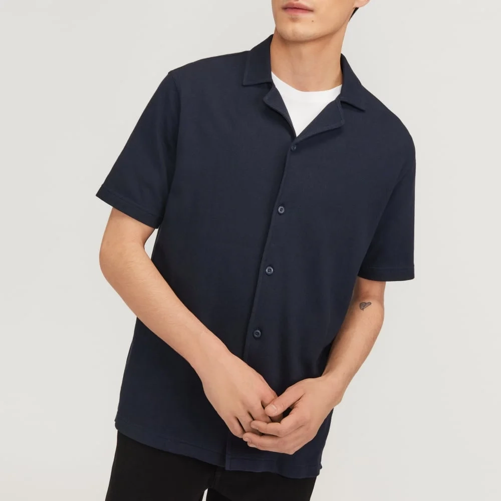 The Pique Short-Sleeve Shirt | Deep Navy (2)