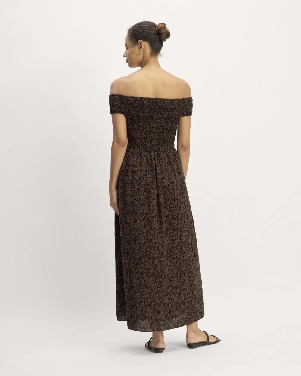 The Gauze Off-the-Shoulder Dress | Black / Cocoa Small Floral (2)
