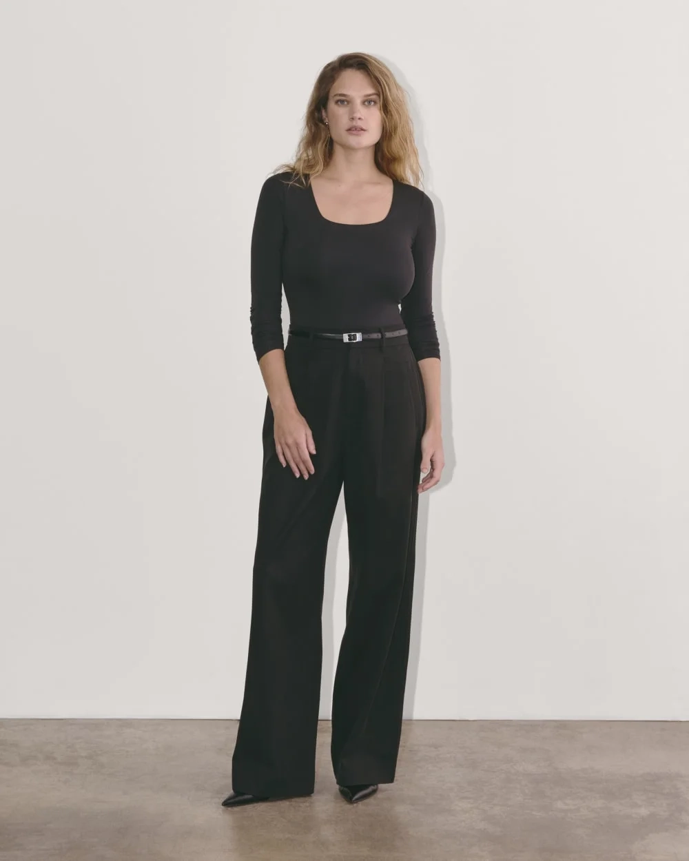 The Long-Sleeve Supima® Square-Neck Bodysuit | Black | Bikini