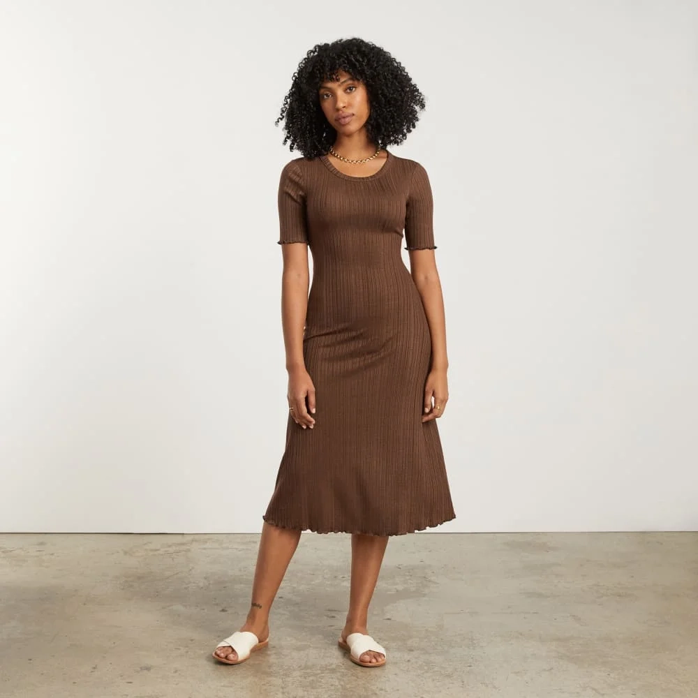 The Open Back Rib Dress | Espresso (2)
