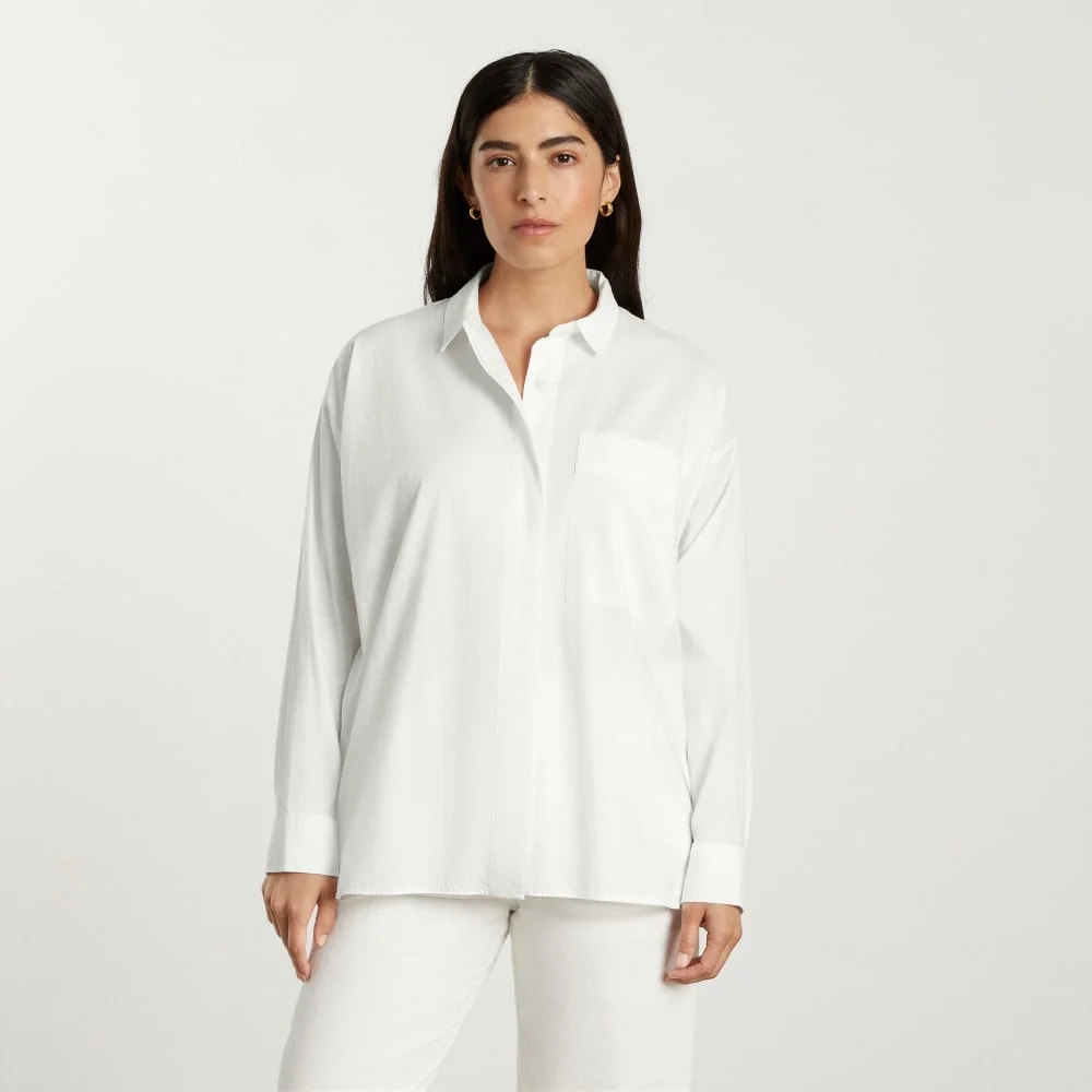 The Oversized Silky Cotton Shirt | White (3)