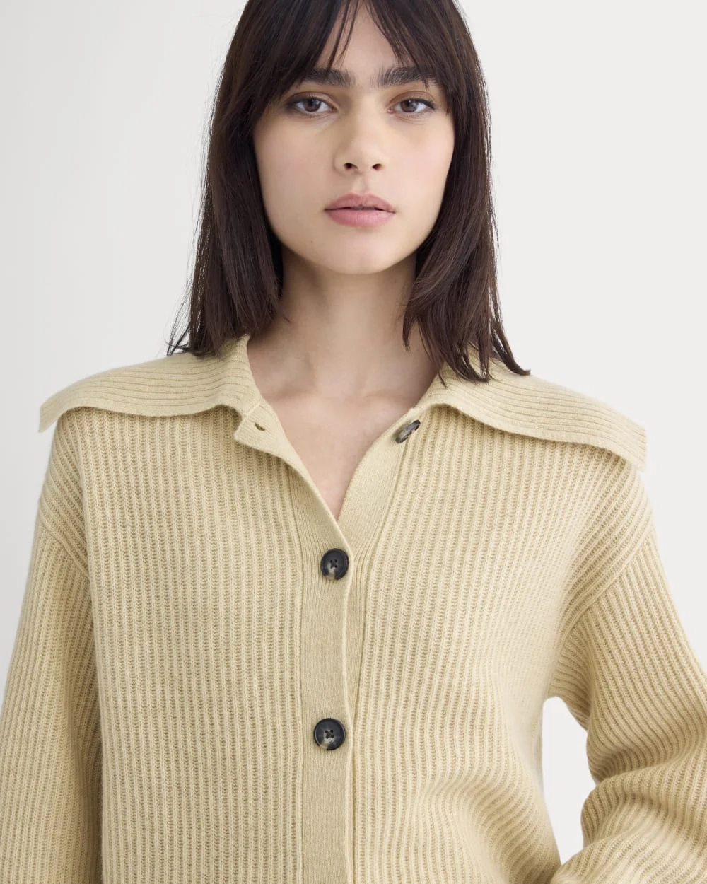 Fisherman Cardigan in Wool Cashmere | Heather Light Camel (2)