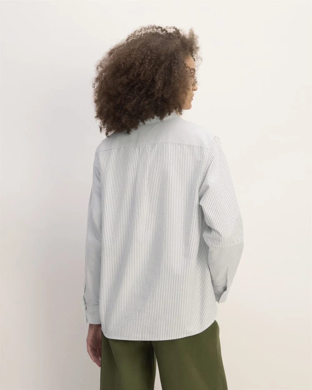 The Everlane x Marques' Almeida Patchwork Relaxed Shirt | Grey Stripe Patchwork (2)