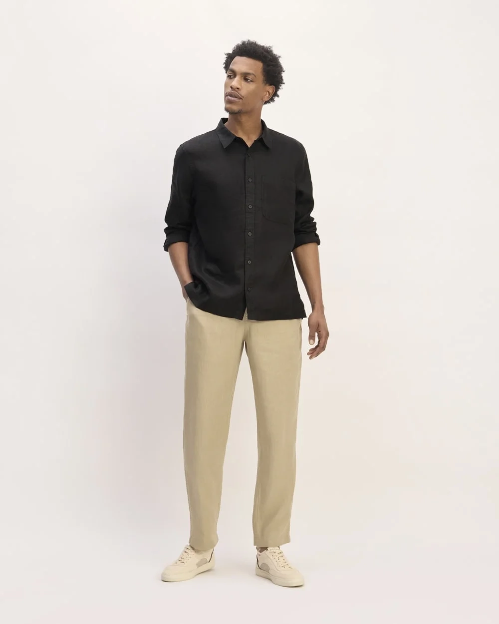The Linen Straight Hem Shirt | Black (2)
