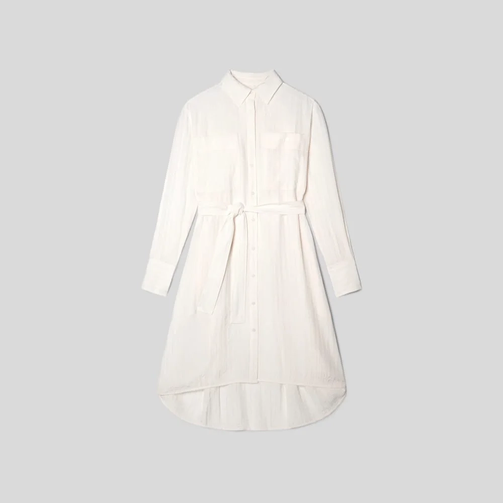 The City Stripe Draped Shirt Dress | Bone (2)