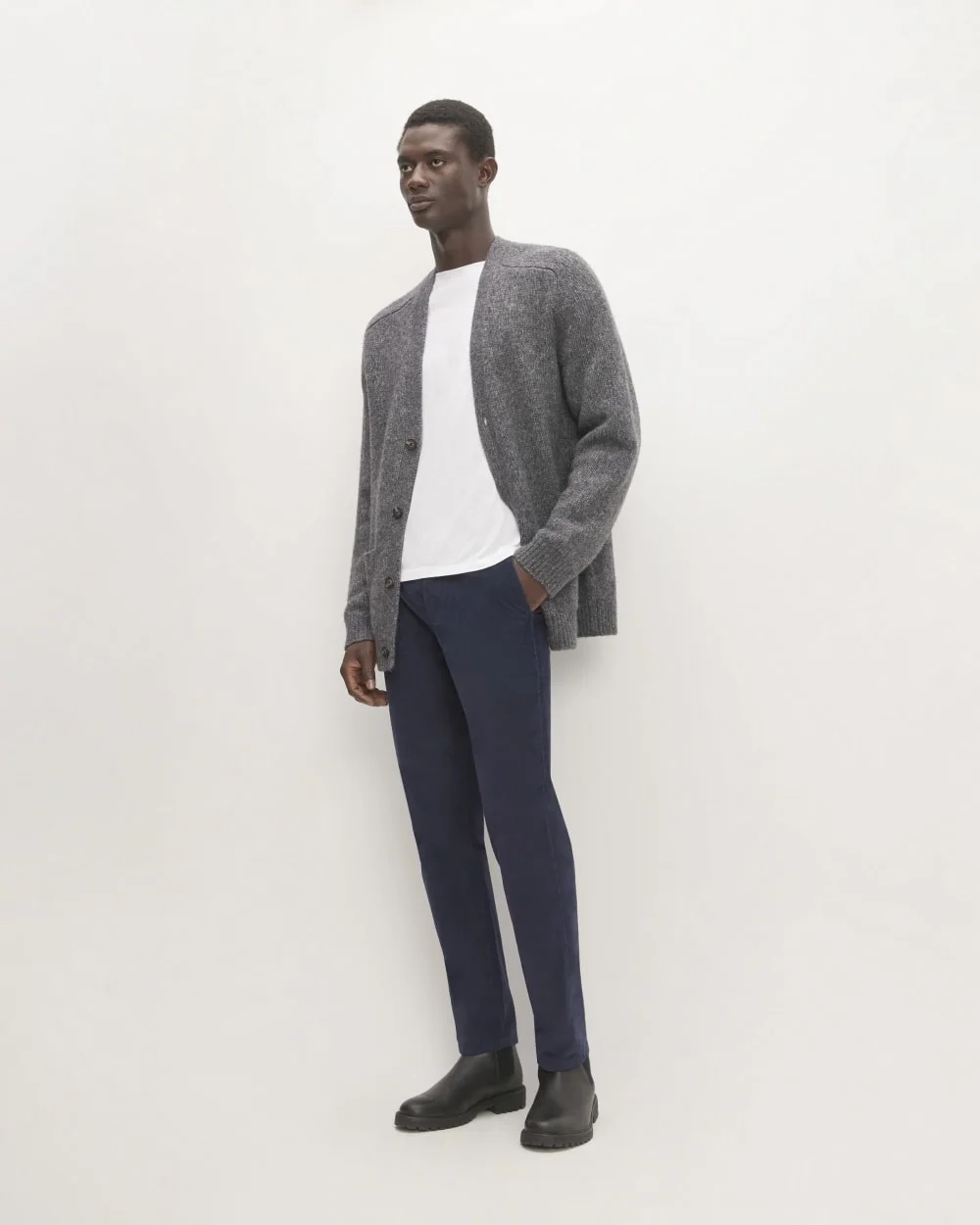 The Cloud Relaxed Cardigan | Heathered Dark Charcoal (2)
