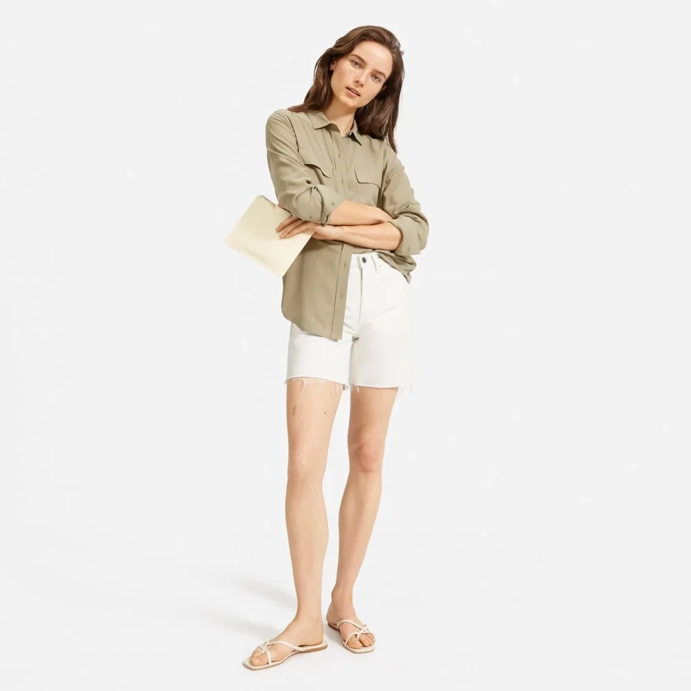 The Washable Silk Relaxed Shirt  | Covert Green (2)