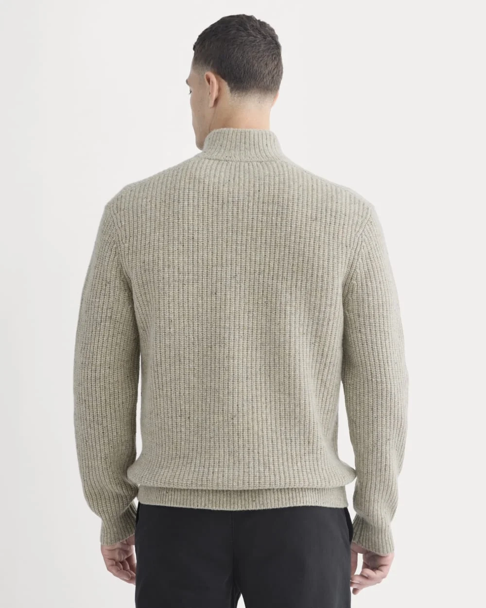 The Felted Merino Half-Zip Sweater | Heather Gravel Donegal (2)