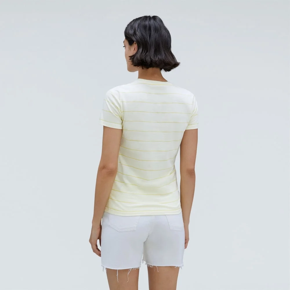 The Organic Cotton Crew Tee | Pastel Yellow / White (2)