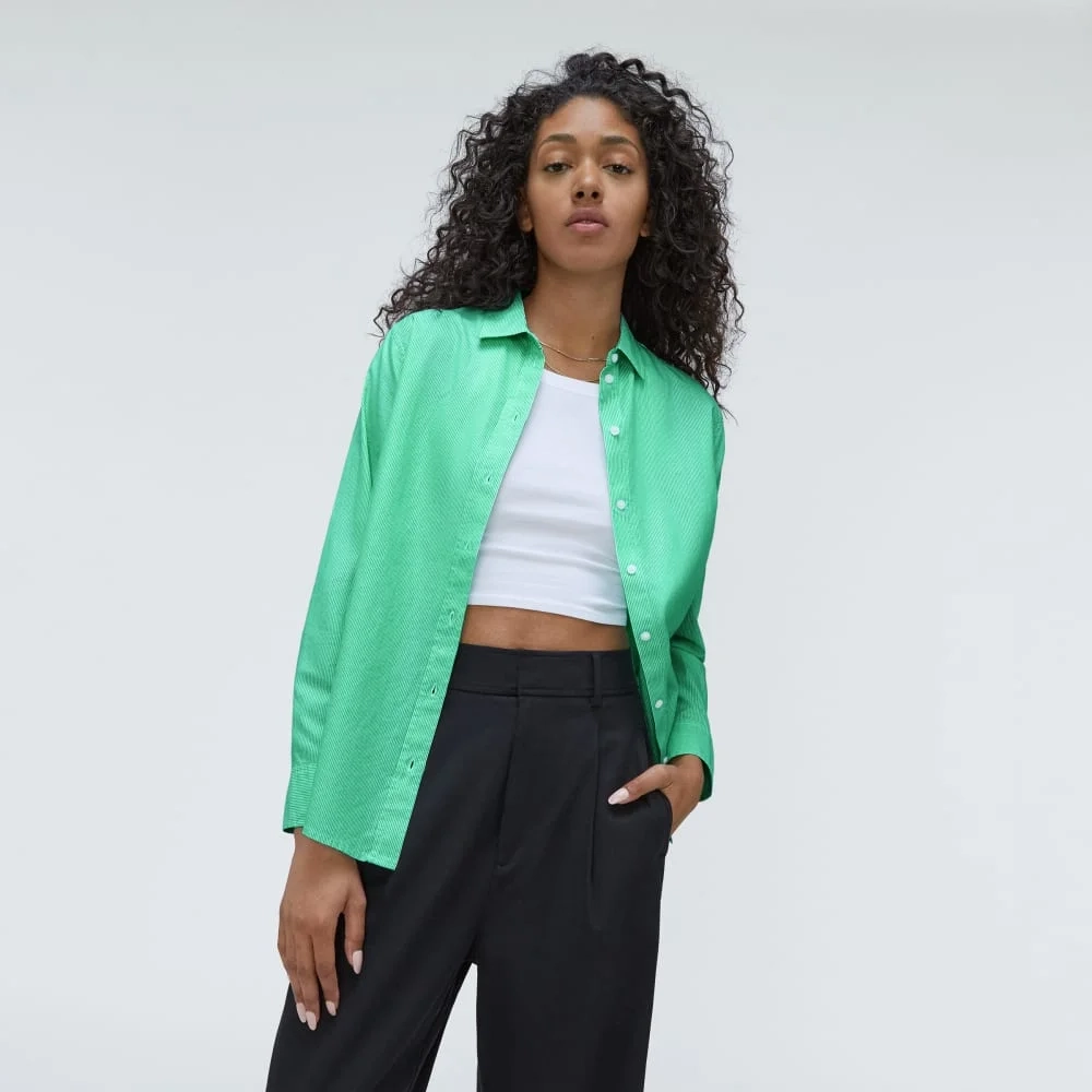 The Must-Have Shirt in Silky Cotton | Bright Jade / White (2)