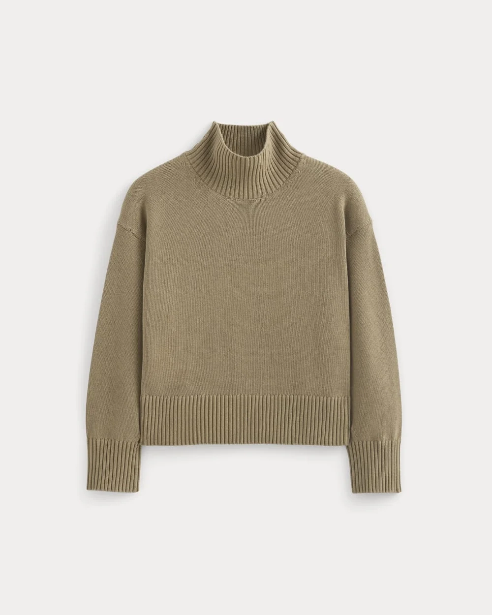 The Boxy Turtleneck in Everyday Cotton | Dark Heathered Camel (2)