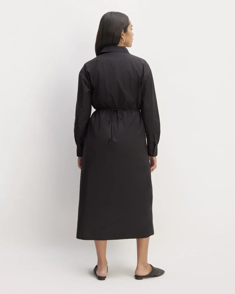 The Supima® Cotton Midi Shirt Dress | Black (2)