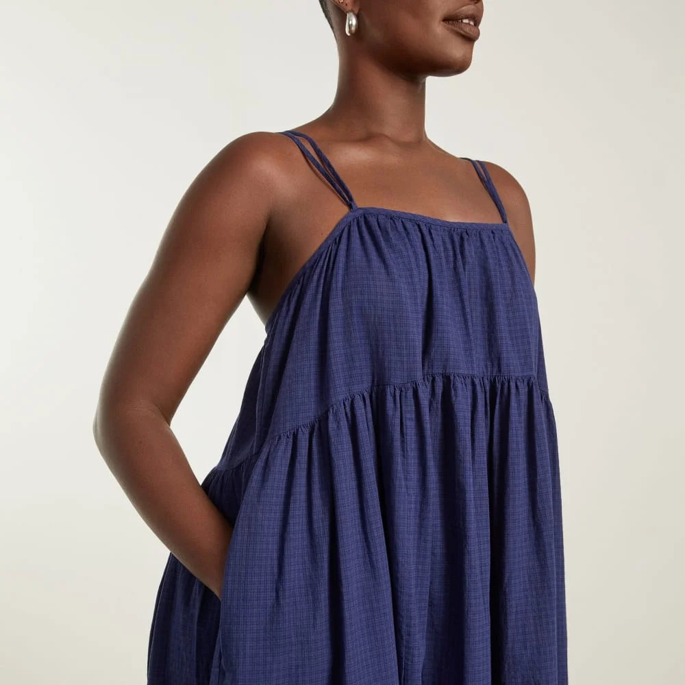 The Billow Tiered Maxi Dress |  Navy (2)