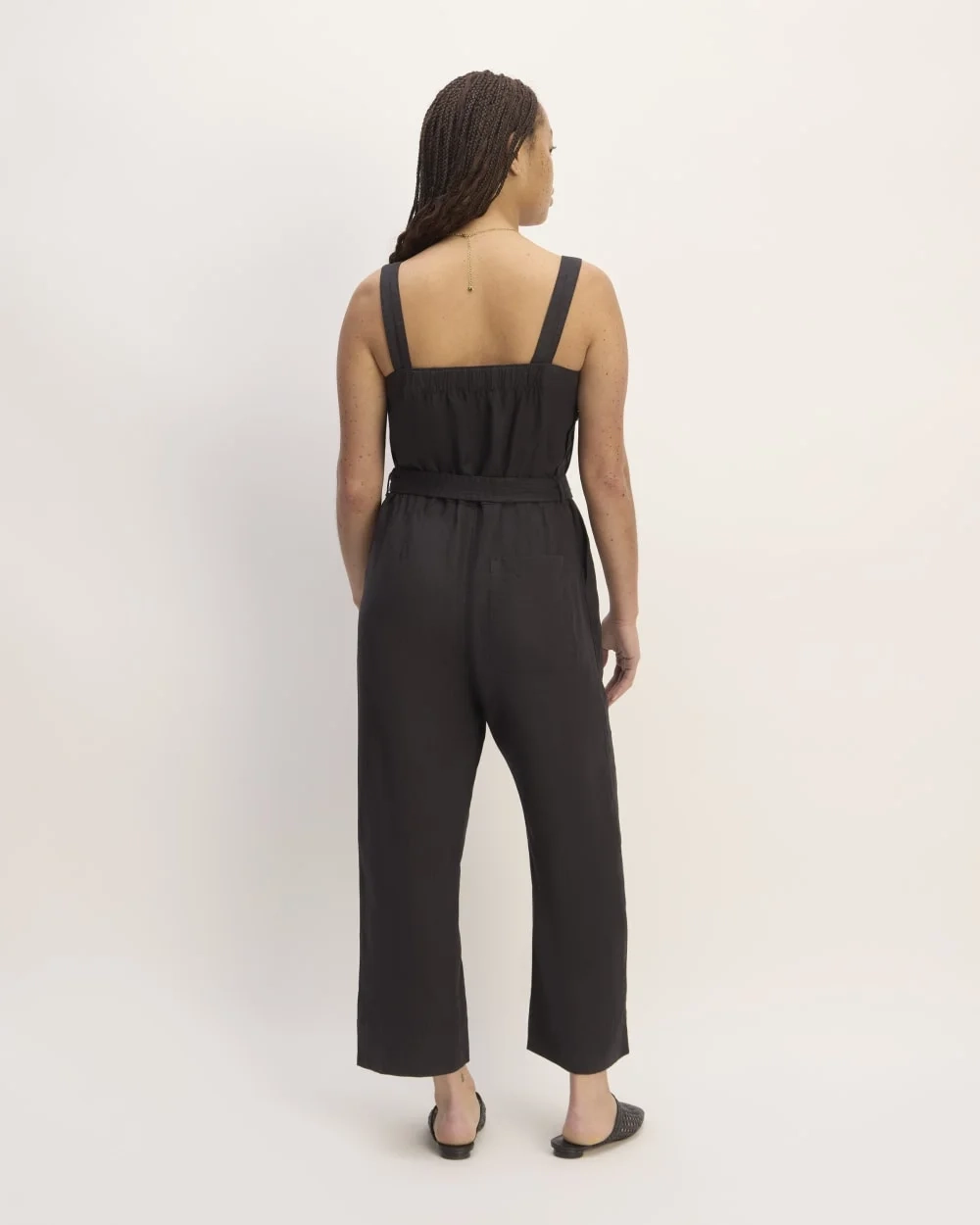 The Linen Side-Button Jumpsuit | Black (2)
