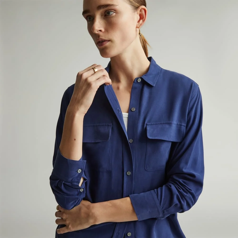 The Washable Silk Relaxed Shirt  | Ocean Cavern (2)