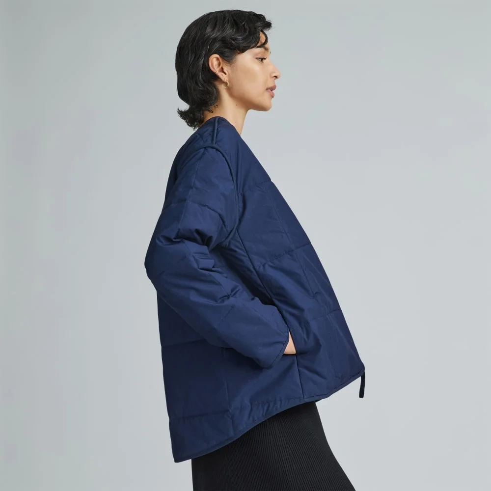 The Quilted Cotton Liner | Navy (2)