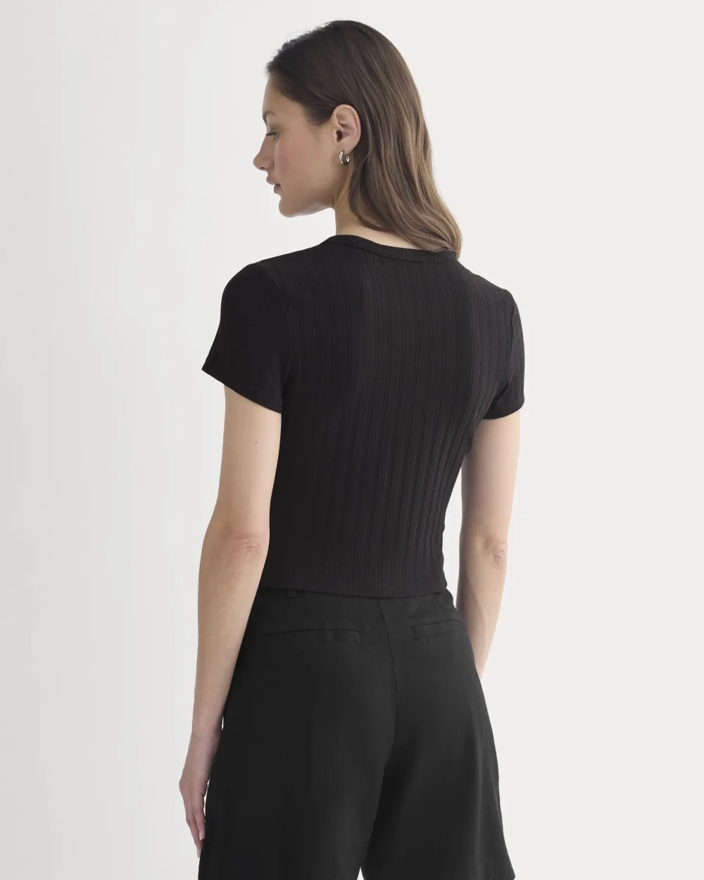 Cropped Crew in Pointelle | Black (2)