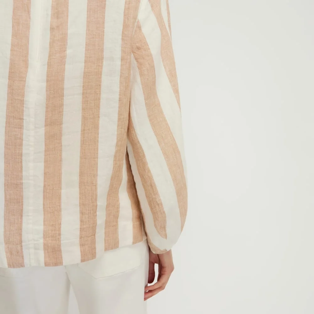 The Linen Long-Sleeve Top | Bone / Caramel (2)