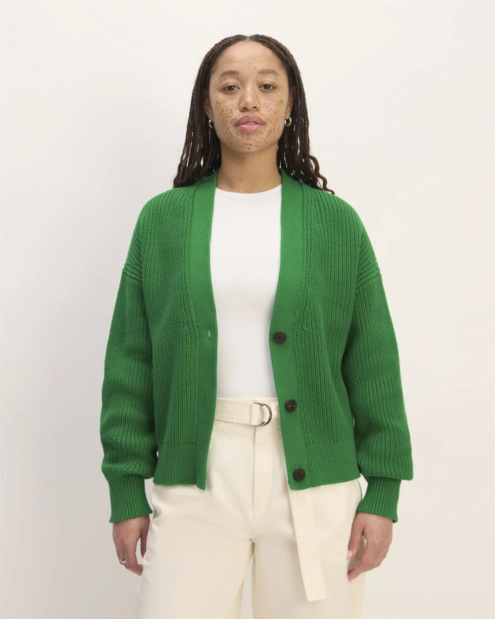 The Boxy Cardigan in Everyday Cotton | Grass Green
