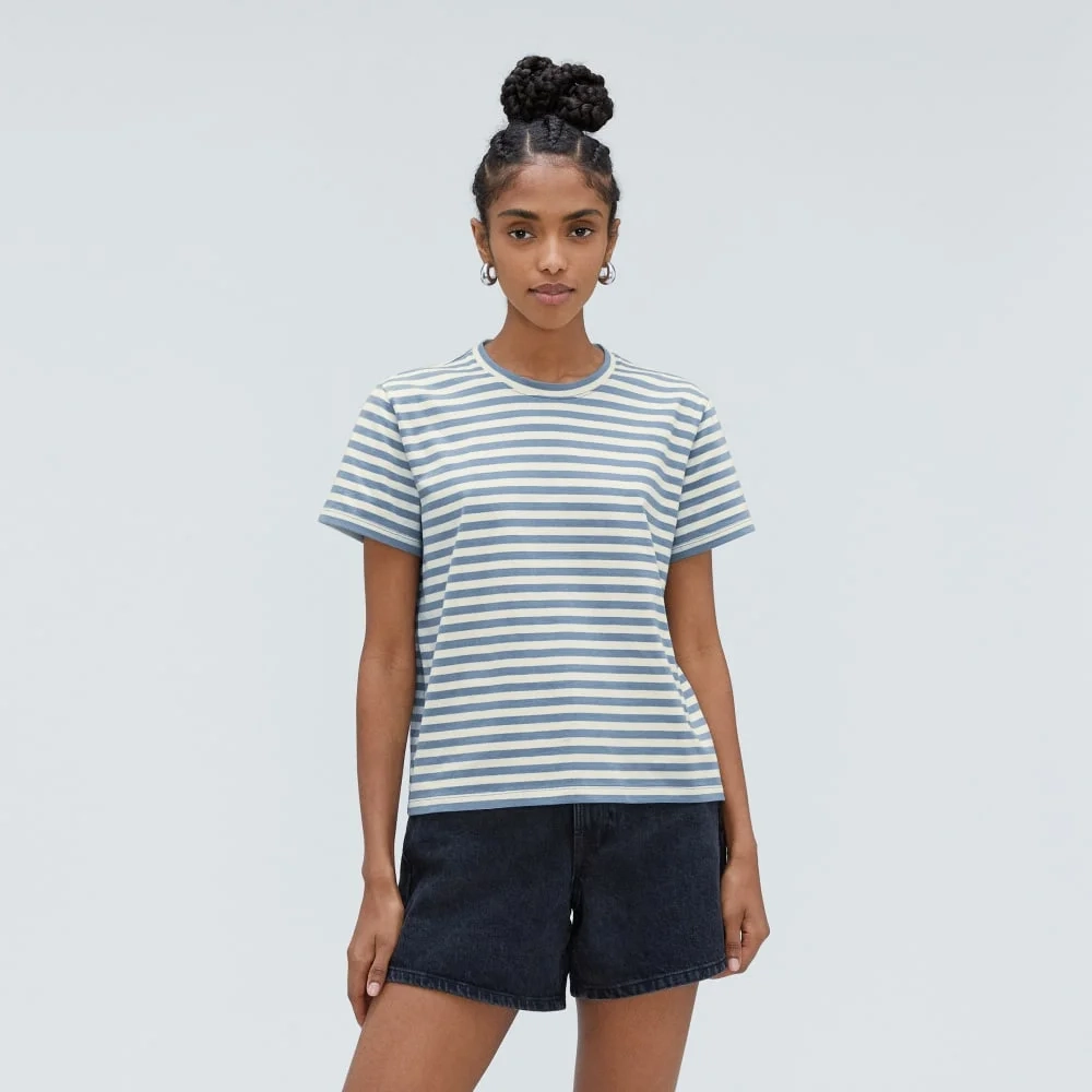 The Box-Cut Tee in Essential Cotton | Spring Lake / Canvas | No Pocket (2)
