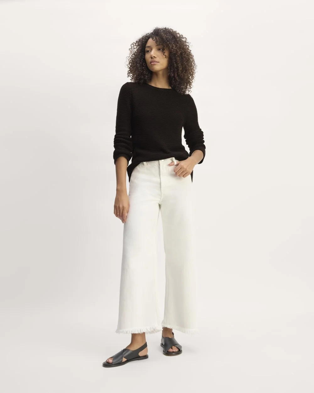 The Organic Cotton Open-Stitch Crew | Black (2)